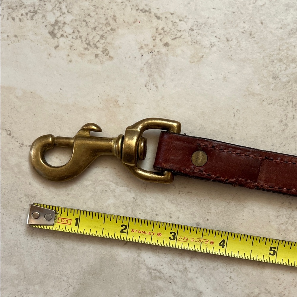 Leather 15” Dog Leash with Brass Snap Hook - Brown